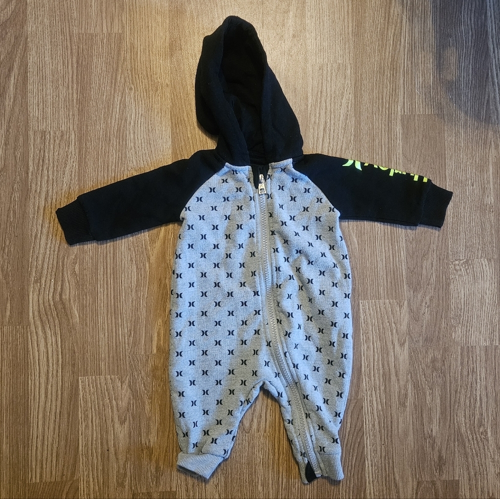 Hurley Black and Gray Kids One Piece With A Hood!